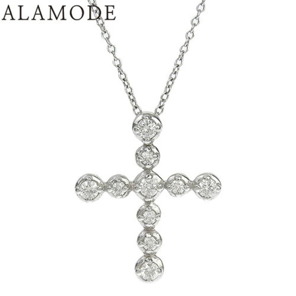 TIFFANY Co Tiffany Cross Diamond Necklace White Gold WG Diamonds Silver